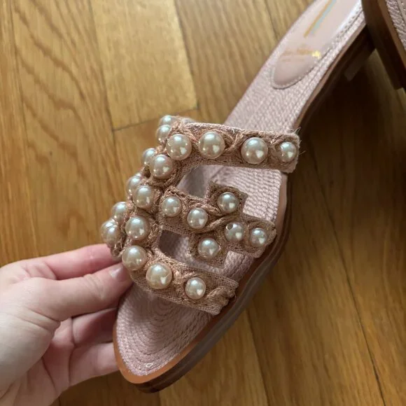 Sam Edelman Pink Pearl Embellished Slide Sandals - Never Worn - Picture 7 of 7